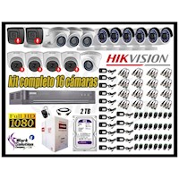 Kit 16 Cámaras Seguridad Full Hd Hikvision 6 Cámaras Audio Incorporado P2P